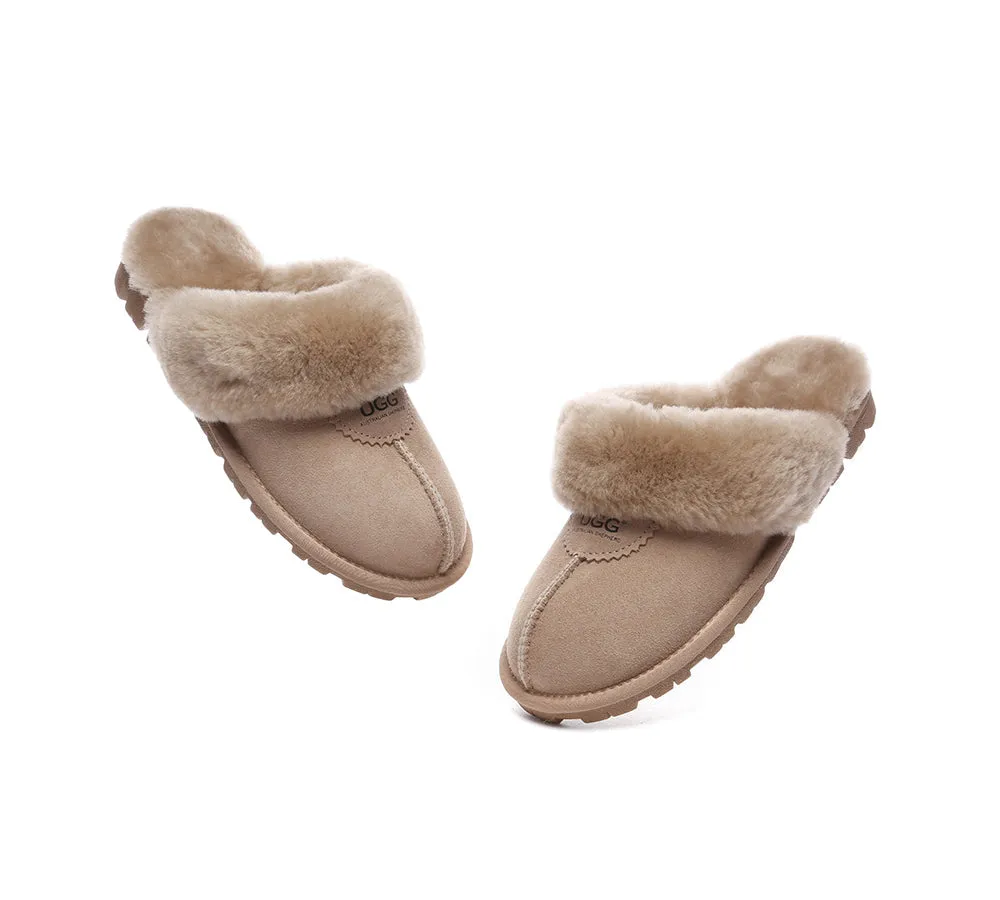 AUSTRALIAN SHEPHERD® UGG Slippers Double Face Sheepskin Wool Scuff Waffle