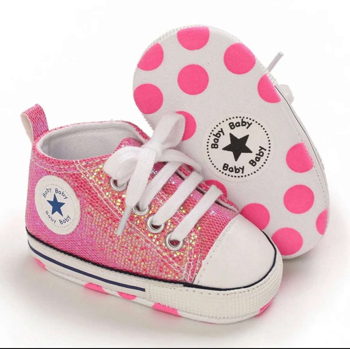 Baby Glitter Sneakers, Like Converse with Shimmer