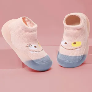 Baby Moo Cute Eye Anti-Skid Rubber Sole Comfy Slip-On Sock Shoes - Pink, Blue