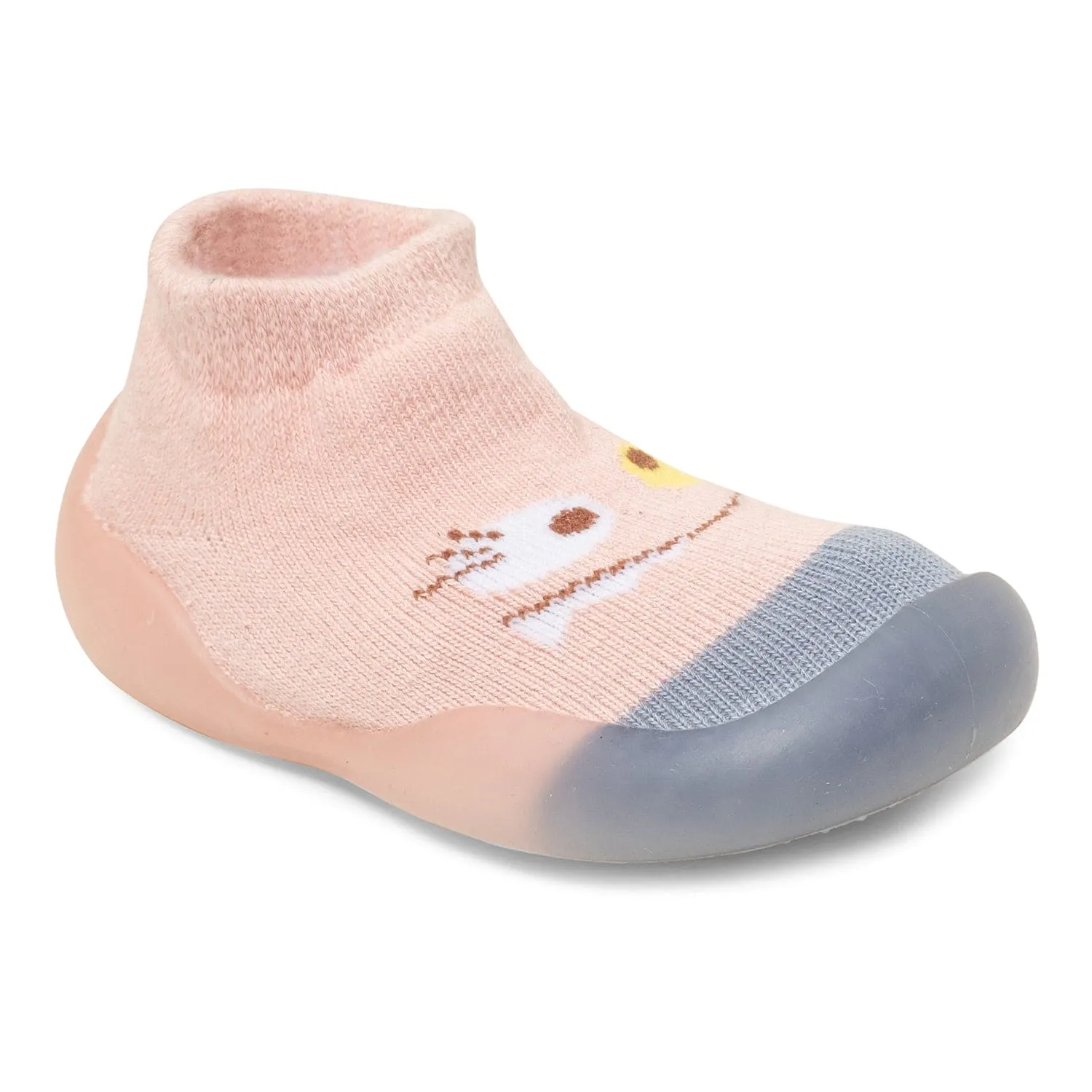 Baby Moo Cute Eye Anti-Skid Rubber Sole Comfy Slip-On Sock Shoes - Pink, Blue