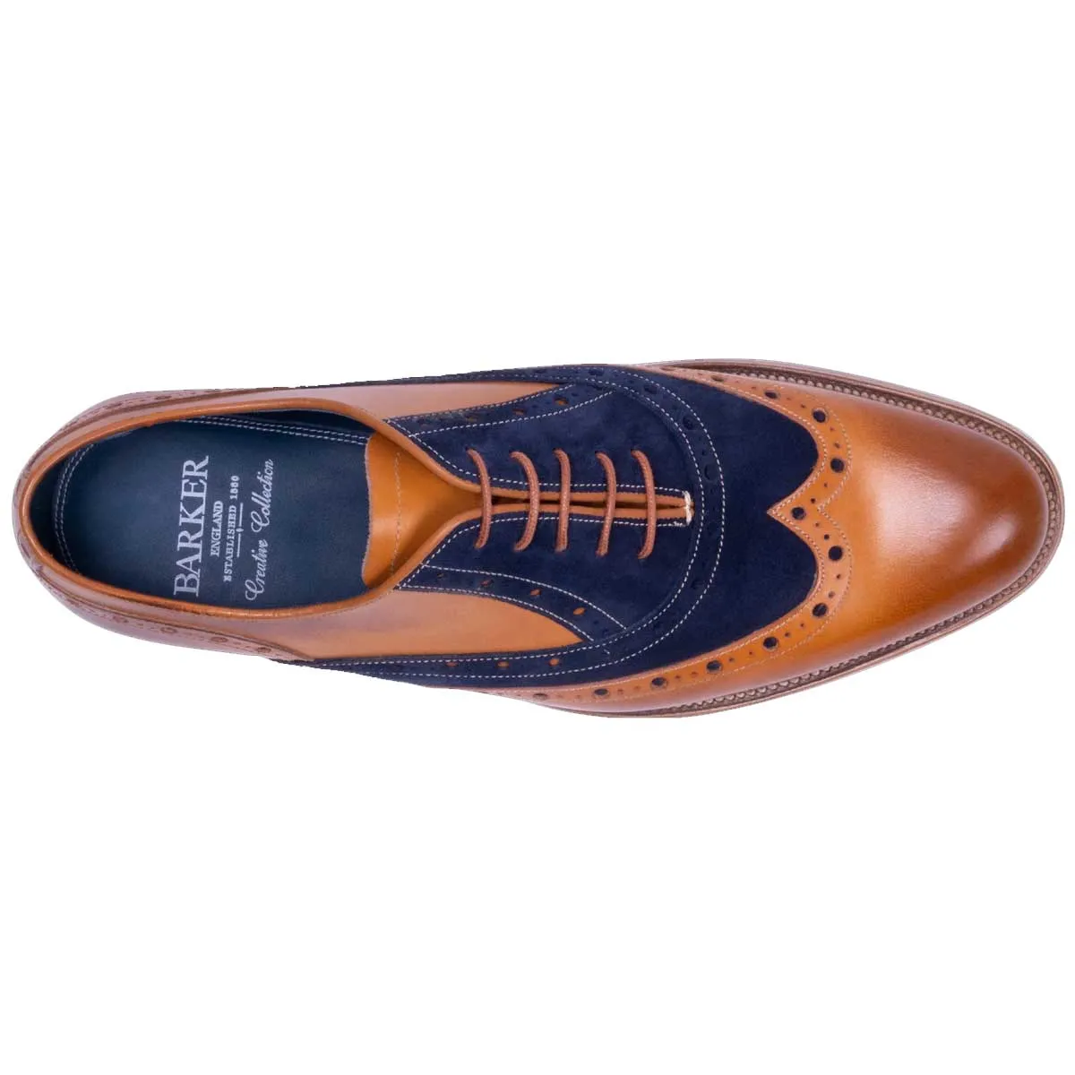 BARKER Abingdon Shoes - Mens - Cedar Calf/Navy Suede