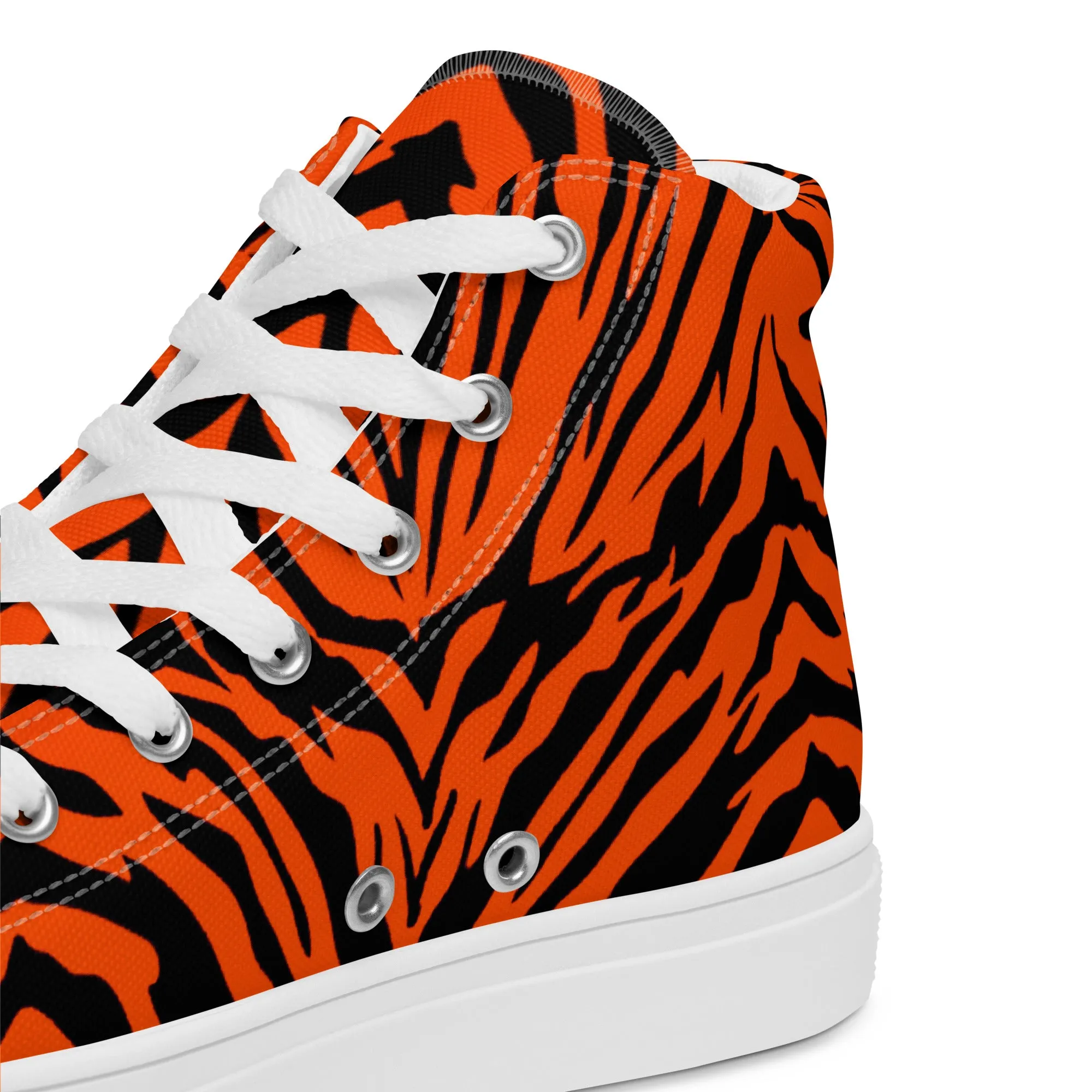 Bengal Tiger Stripe Women’s High Top Canvas Shoes