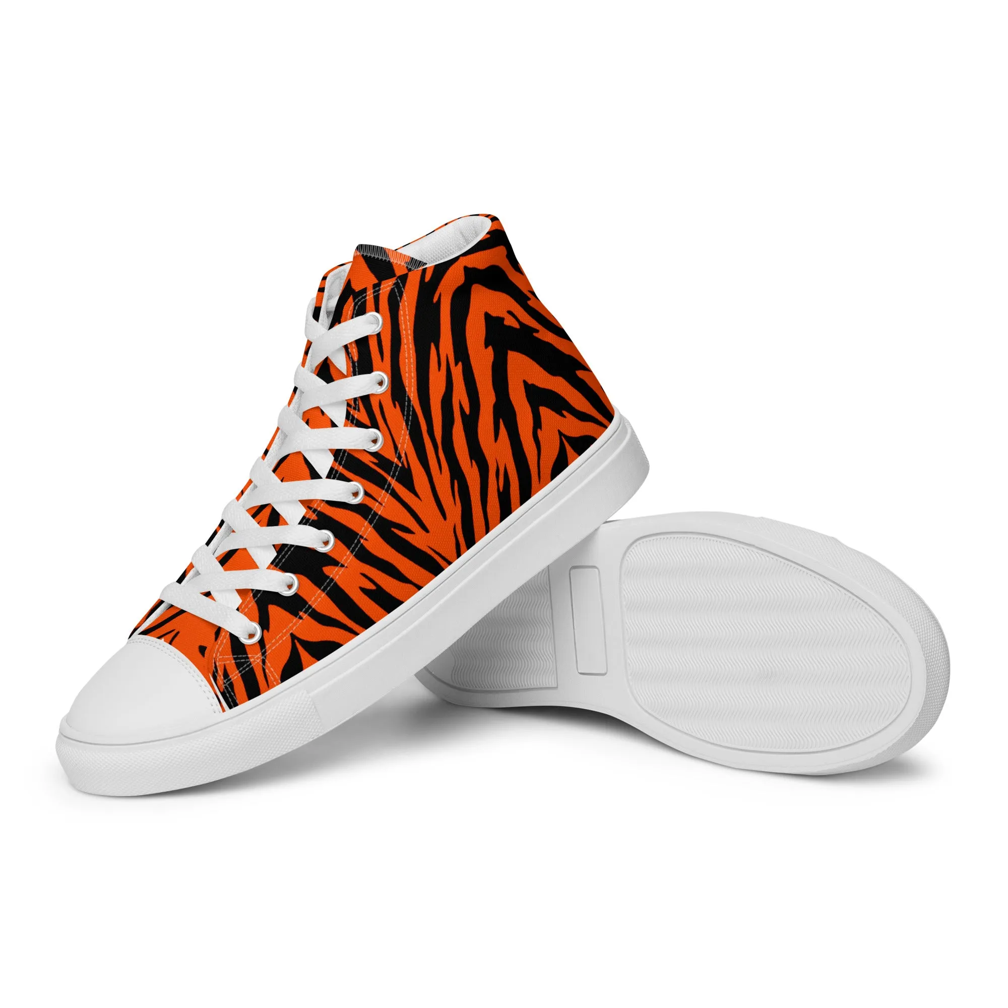 Bengal Tiger Stripe Women’s High Top Canvas Shoes