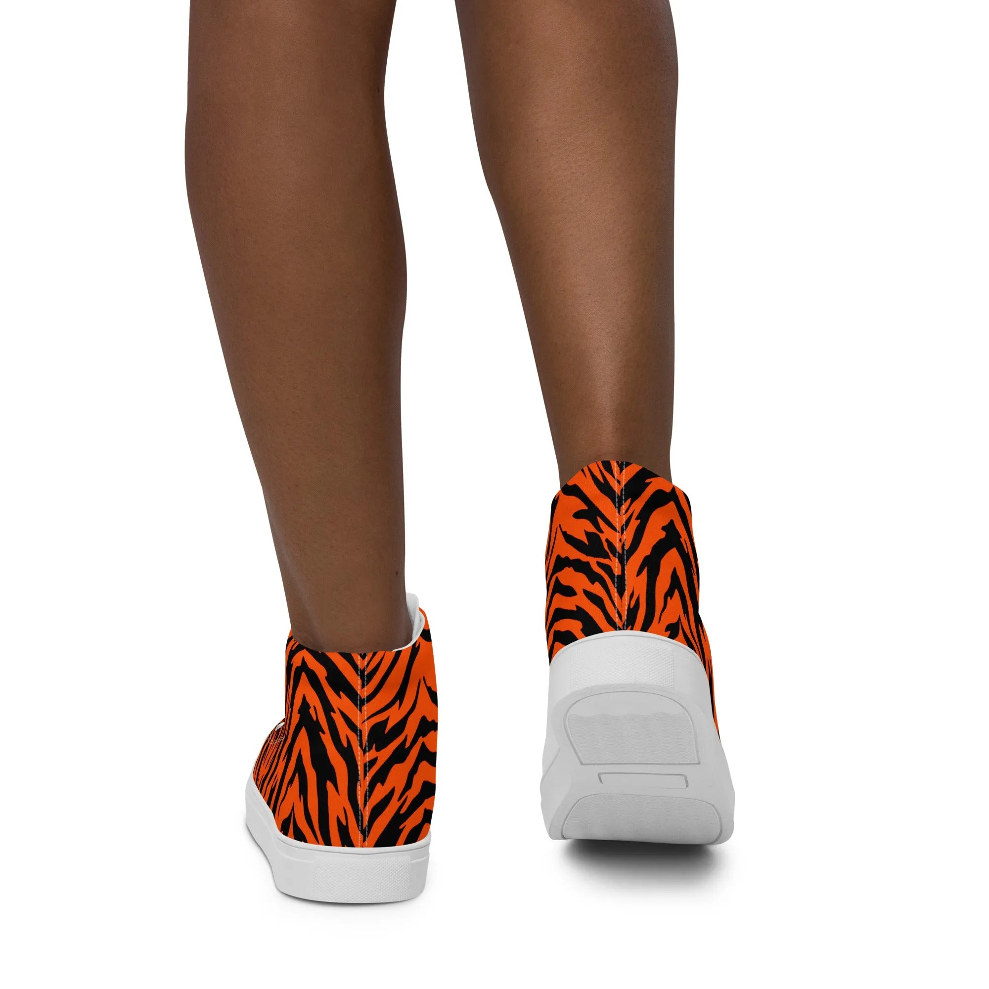 Bengal Tiger Stripe Women’s High Top Canvas Shoes