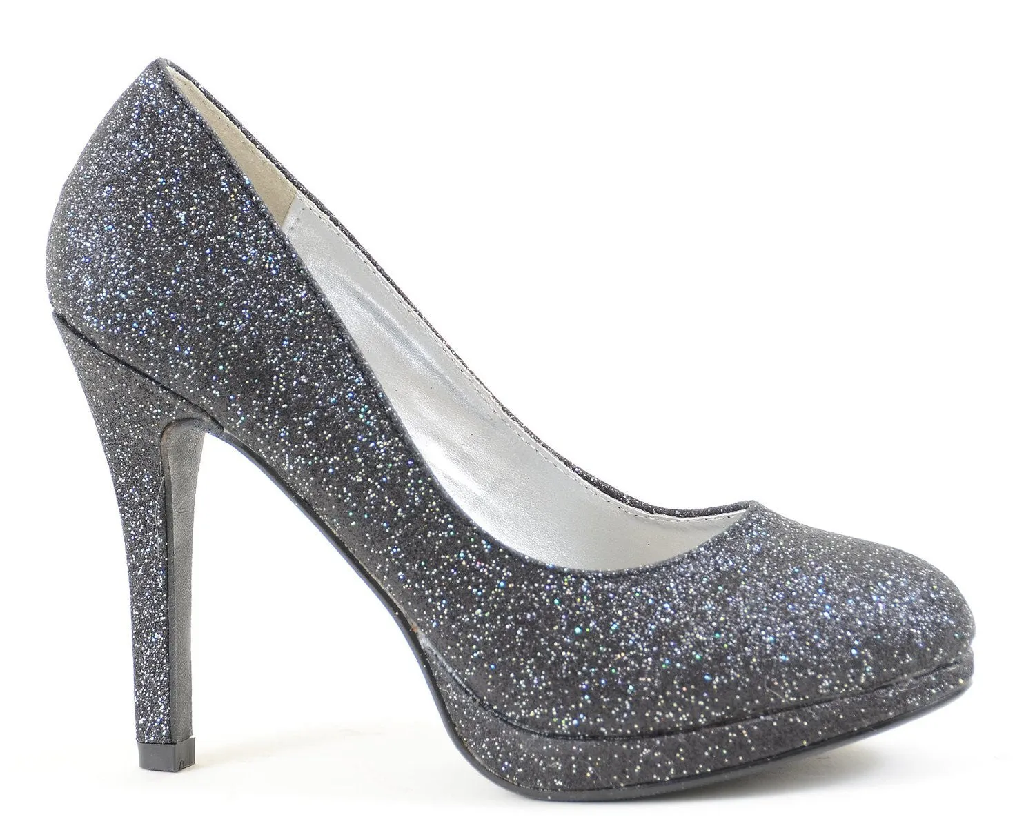 Black Glitter Sparkle Formal Stiletto Party Heels Women