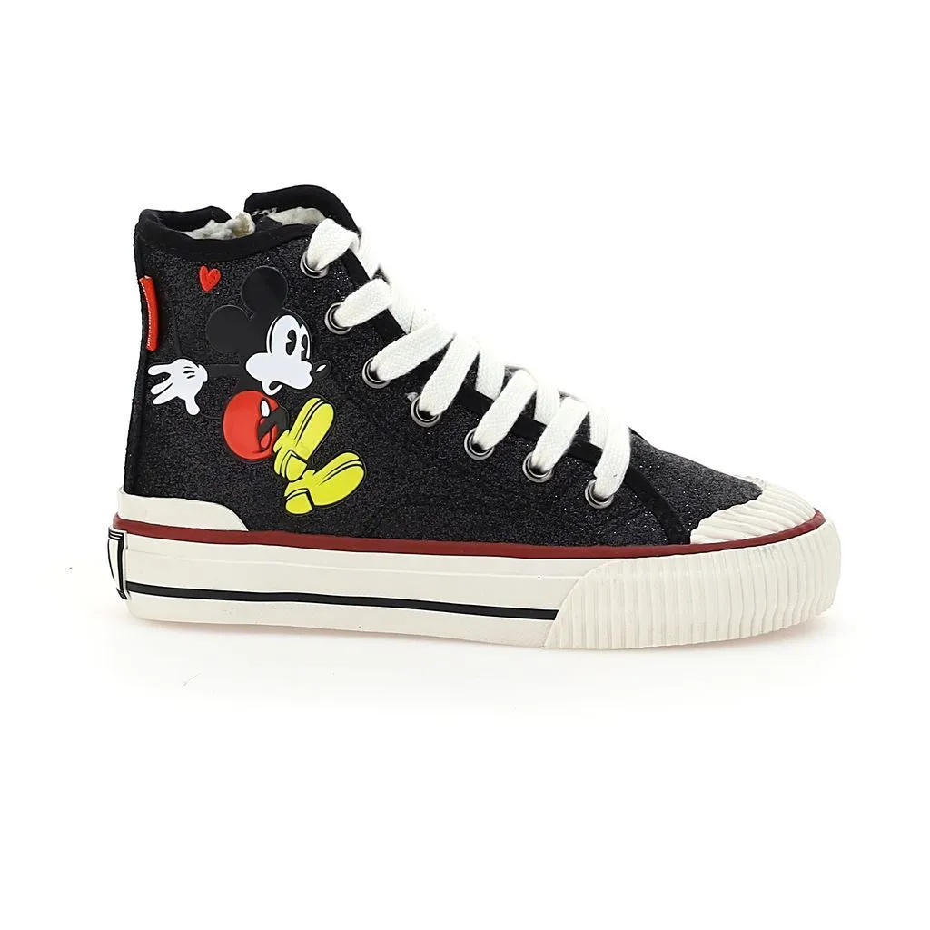 Black Mickey Leopad High Top Sneakers