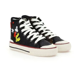 Black Mickey Leopad High Top Sneakers