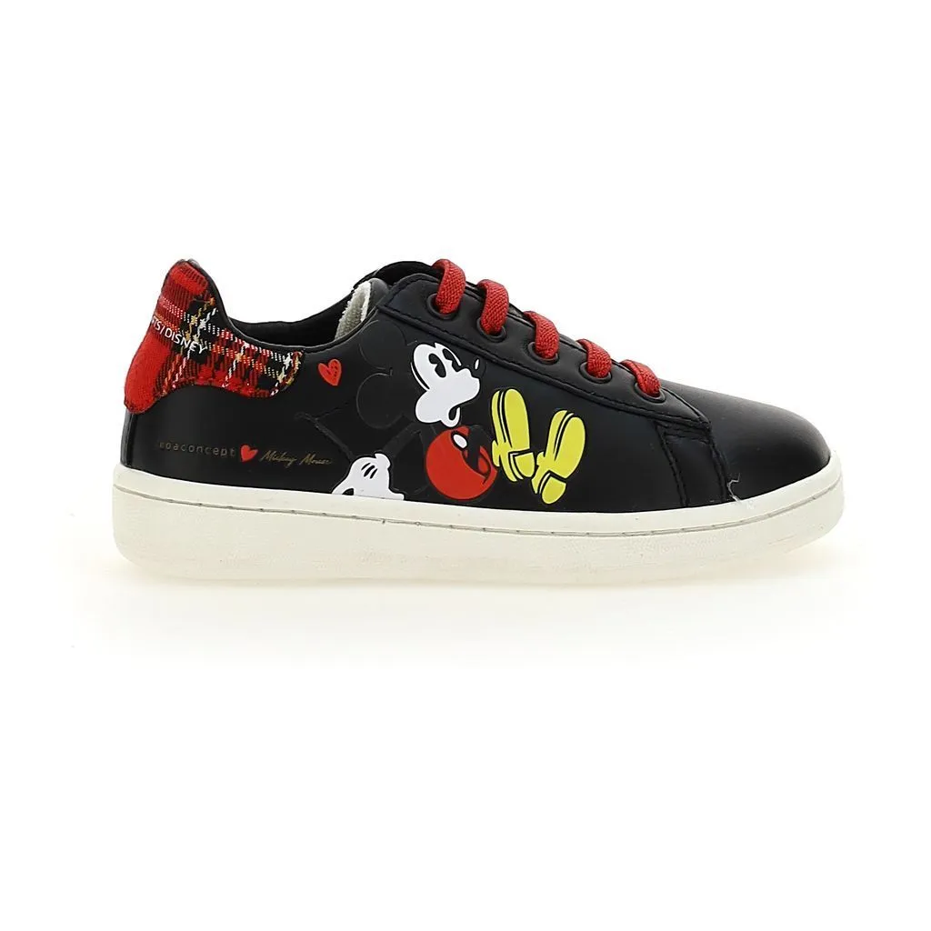 Black Mickey Plaid Tab Sneakers