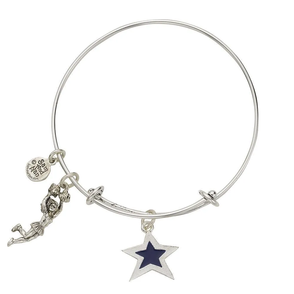 Blue Star Cheerleader Bangle Bracelet