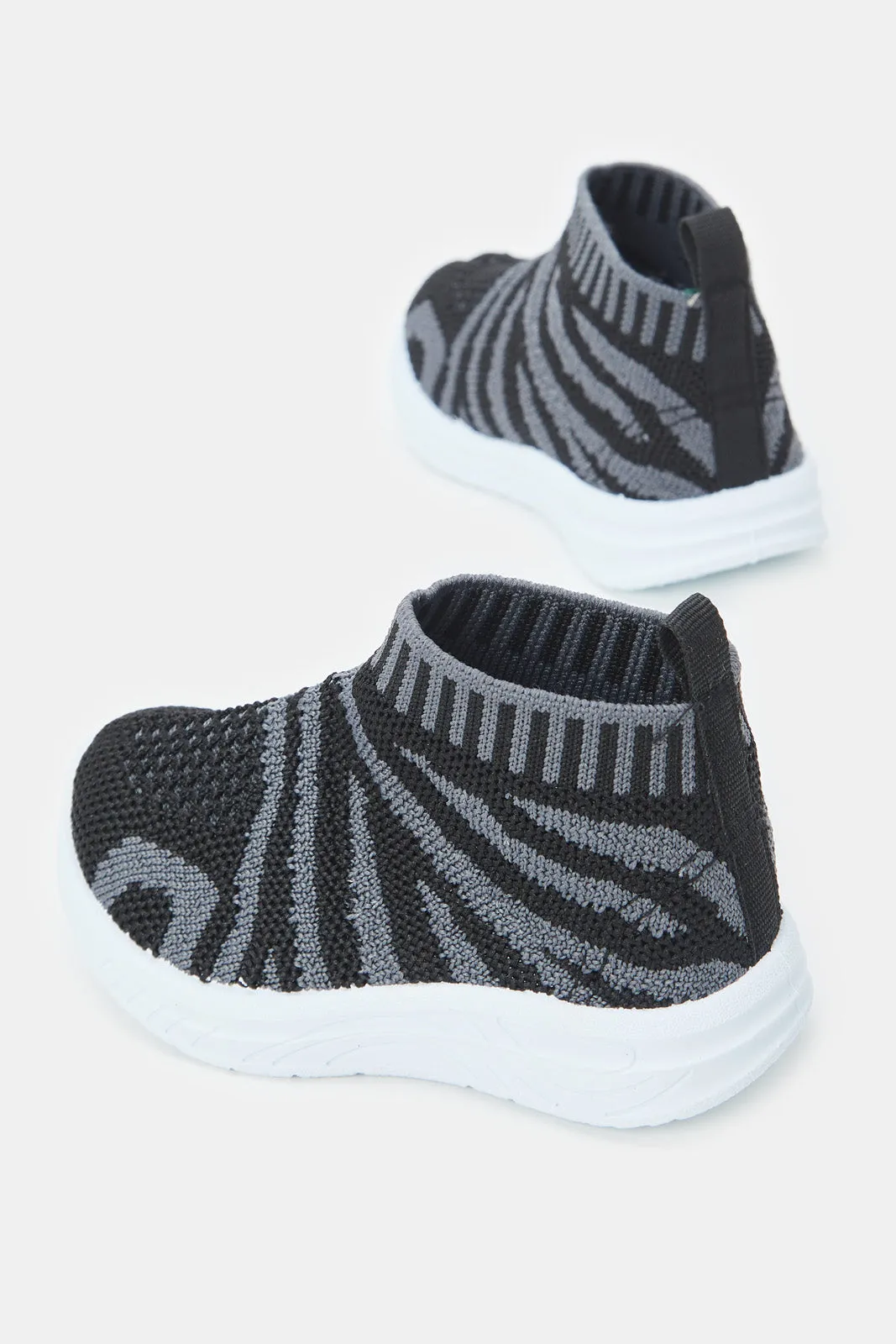 Boys Black Fly knit Slip-On Sneakers