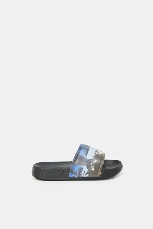 Boys Navy Beach Printed Slides