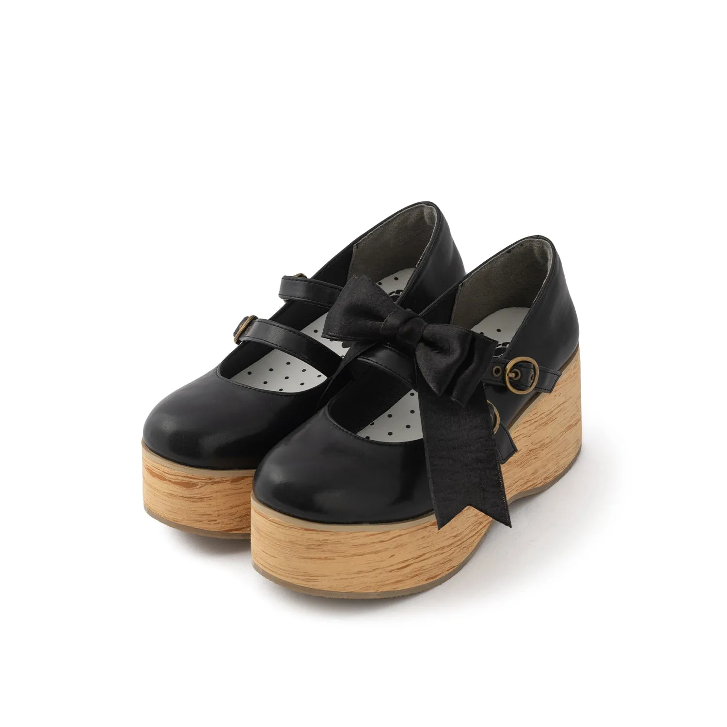 (Buyforme)MODO~Pointed Toes Thick-Soled Wood Grain Shoes