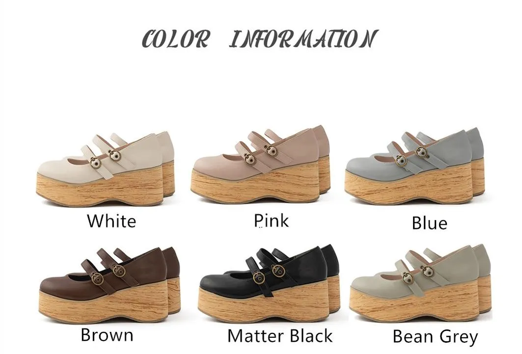 (Buyforme)MODO~Pointed Toes Thick-Soled Wood Grain Shoes