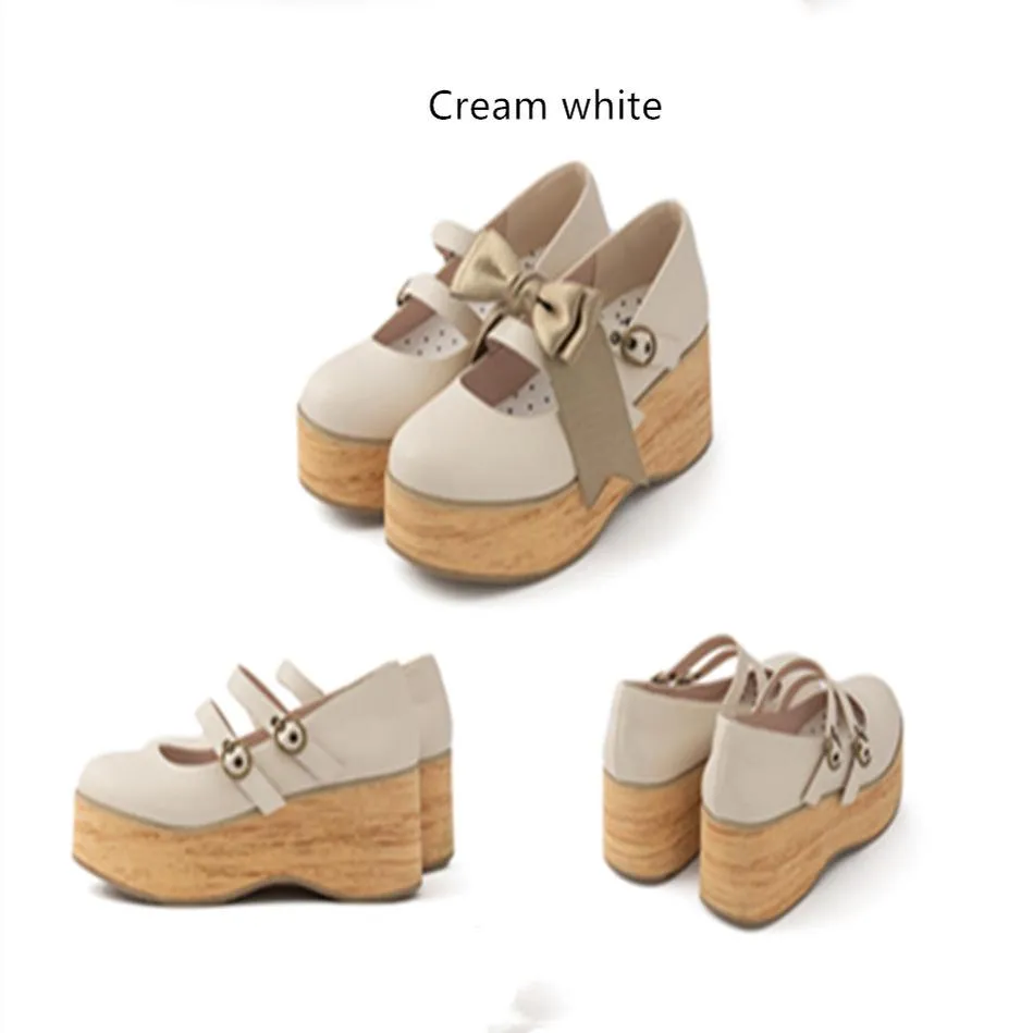 (Buyforme)MODO~Pointed Toes Thick-Soled Wood Grain Shoes