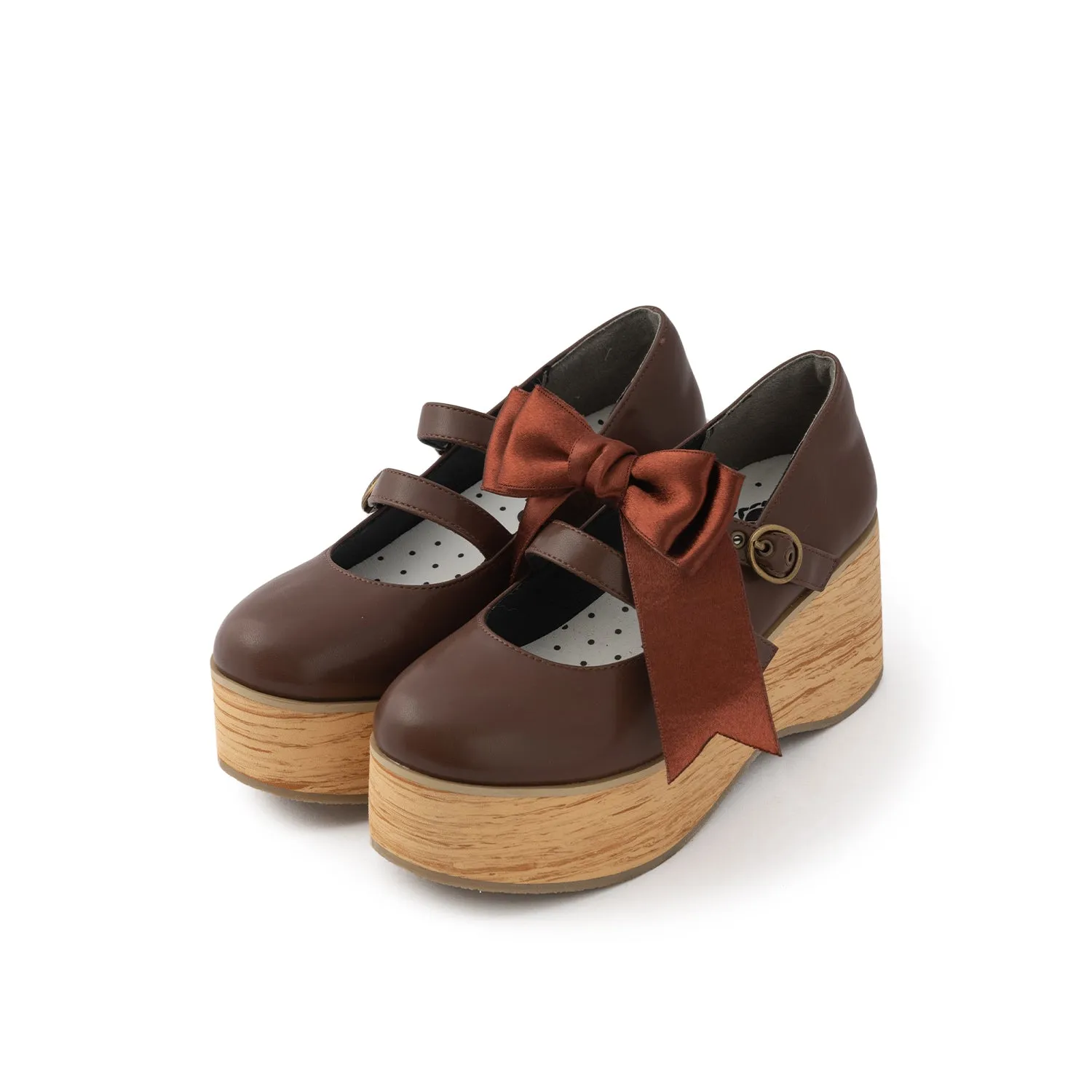 (Buyforme)MODO~Pointed Toes Thick-Soled Wood Grain Shoes