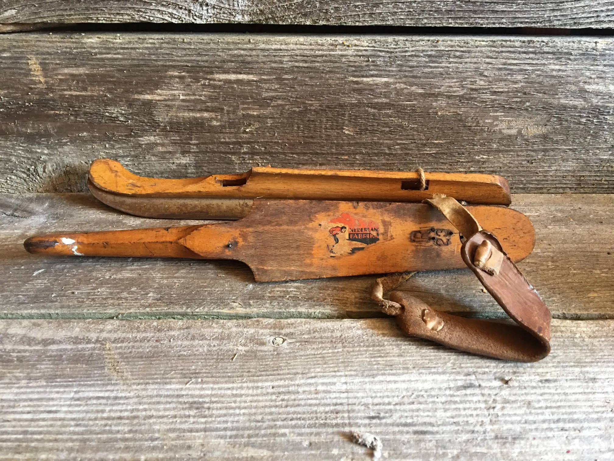 Classic Vintage Wooden Ice Skates Made in Netherlands