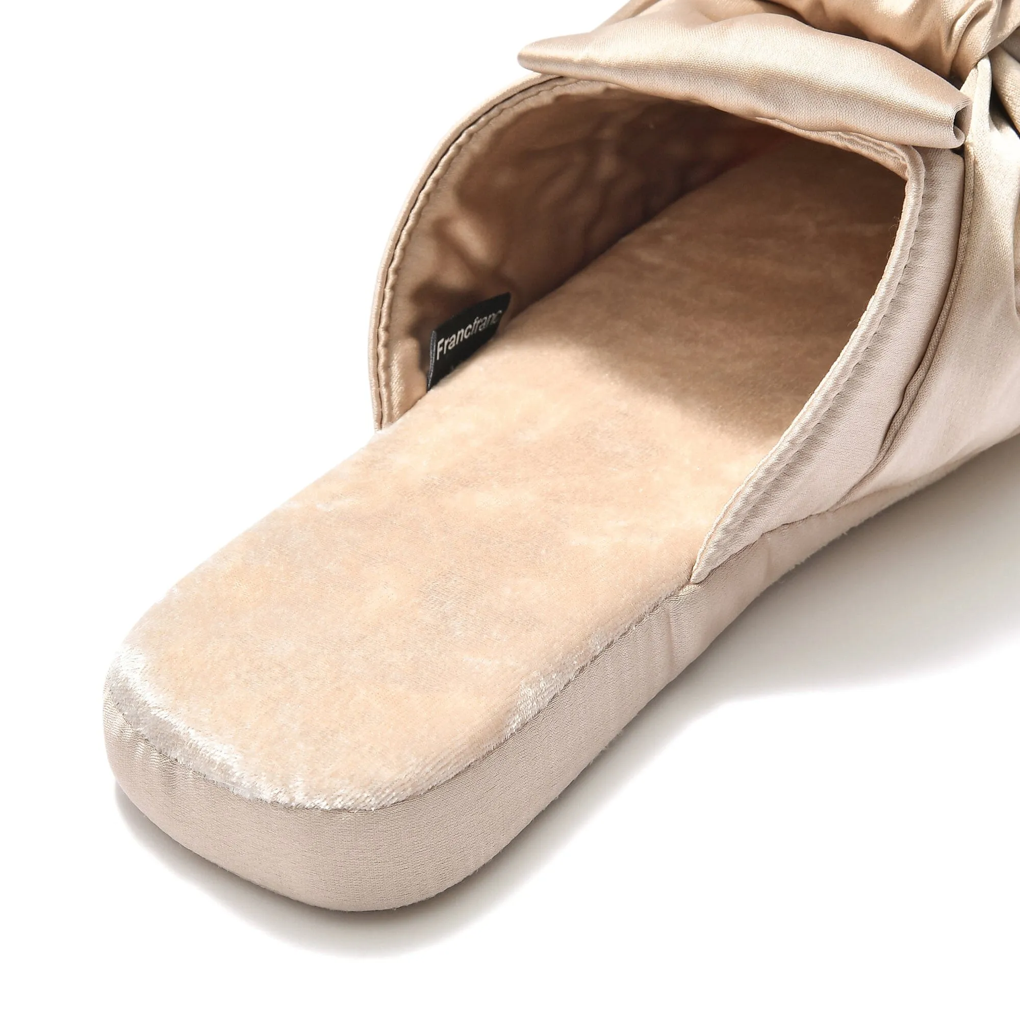 Crushed Velor X Satin Room Shoes Beige