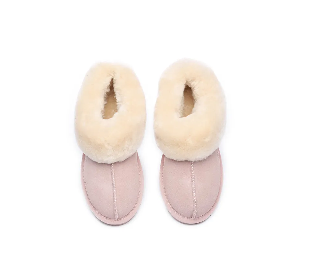 EVERAU® UGG Slippers Sheepskin Wool Suede Ankle Homey