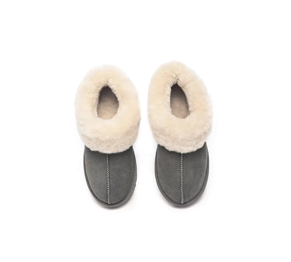 EVERAU® UGG Slippers Sheepskin Wool Suede Ankle Homey