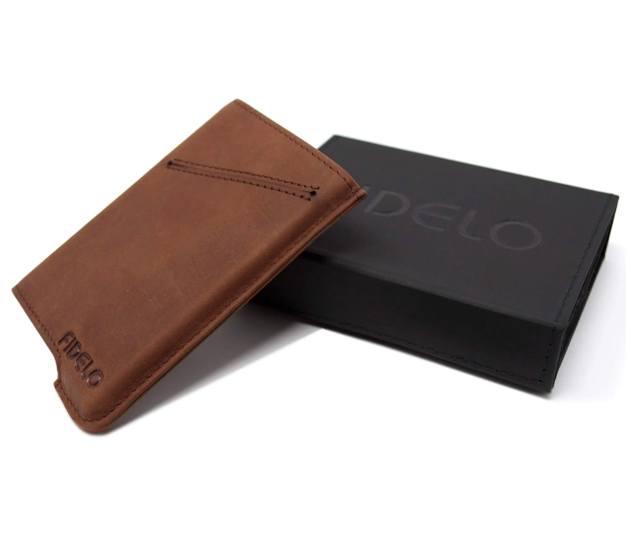 Fidelo Minimalist Wallet for Men - Slim Credit Card Holder RFID Mens Wallets - LEATHER