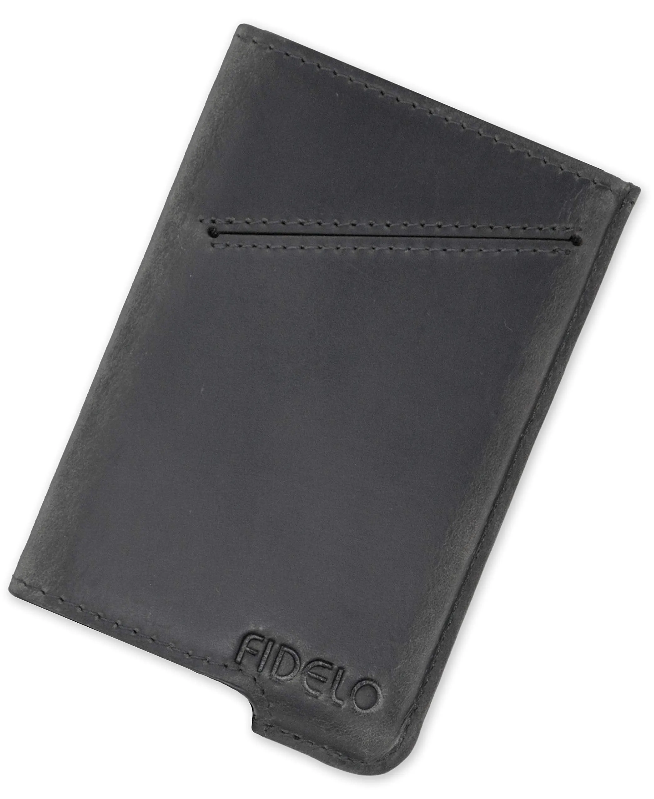 Fidelo Minimalist Wallet for Men - Slim Credit Card Holder RFID Mens Wallets - LEATHER