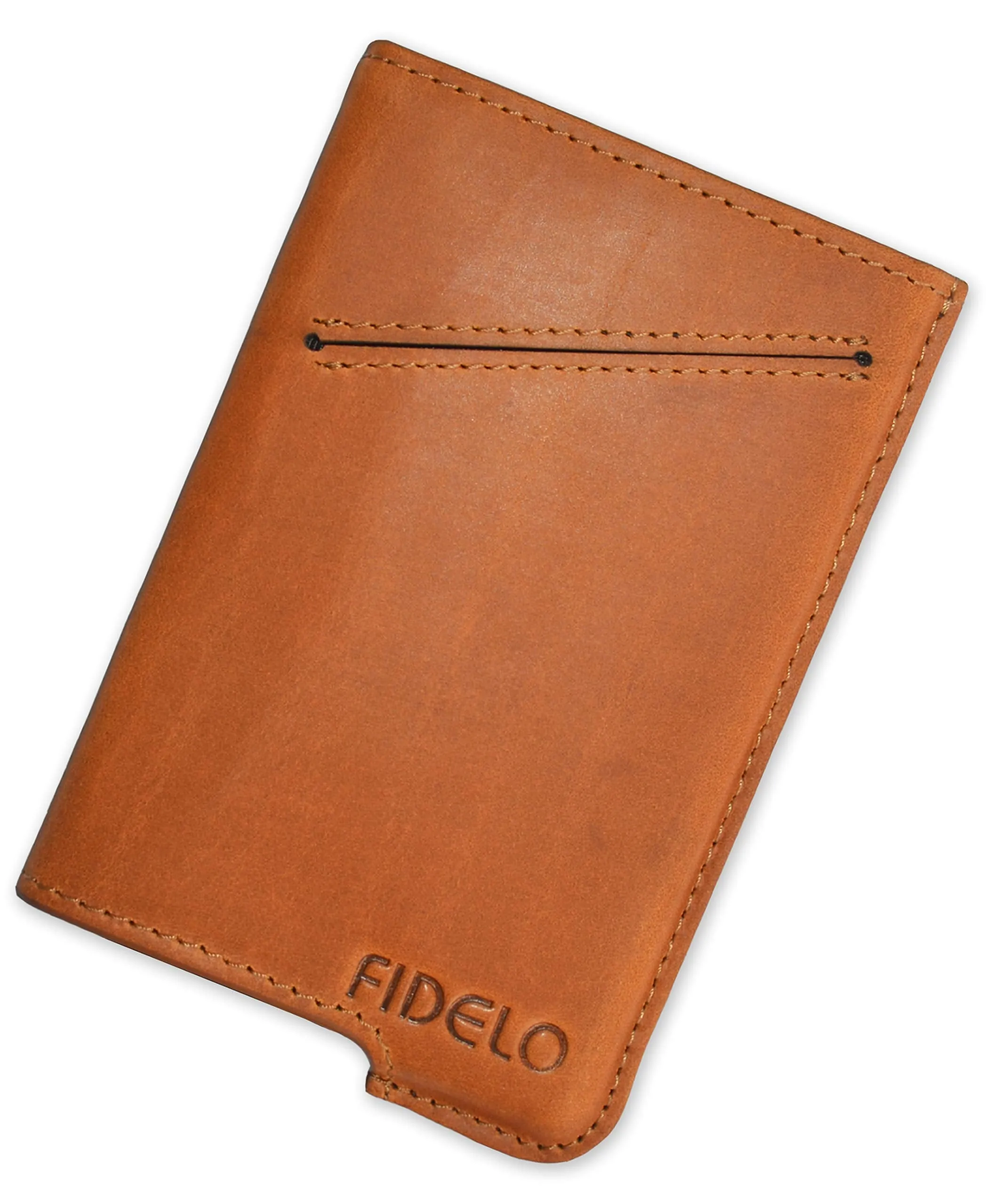 Fidelo Minimalist Wallet for Men - Slim Credit Card Holder RFID Mens Wallets - LEATHER