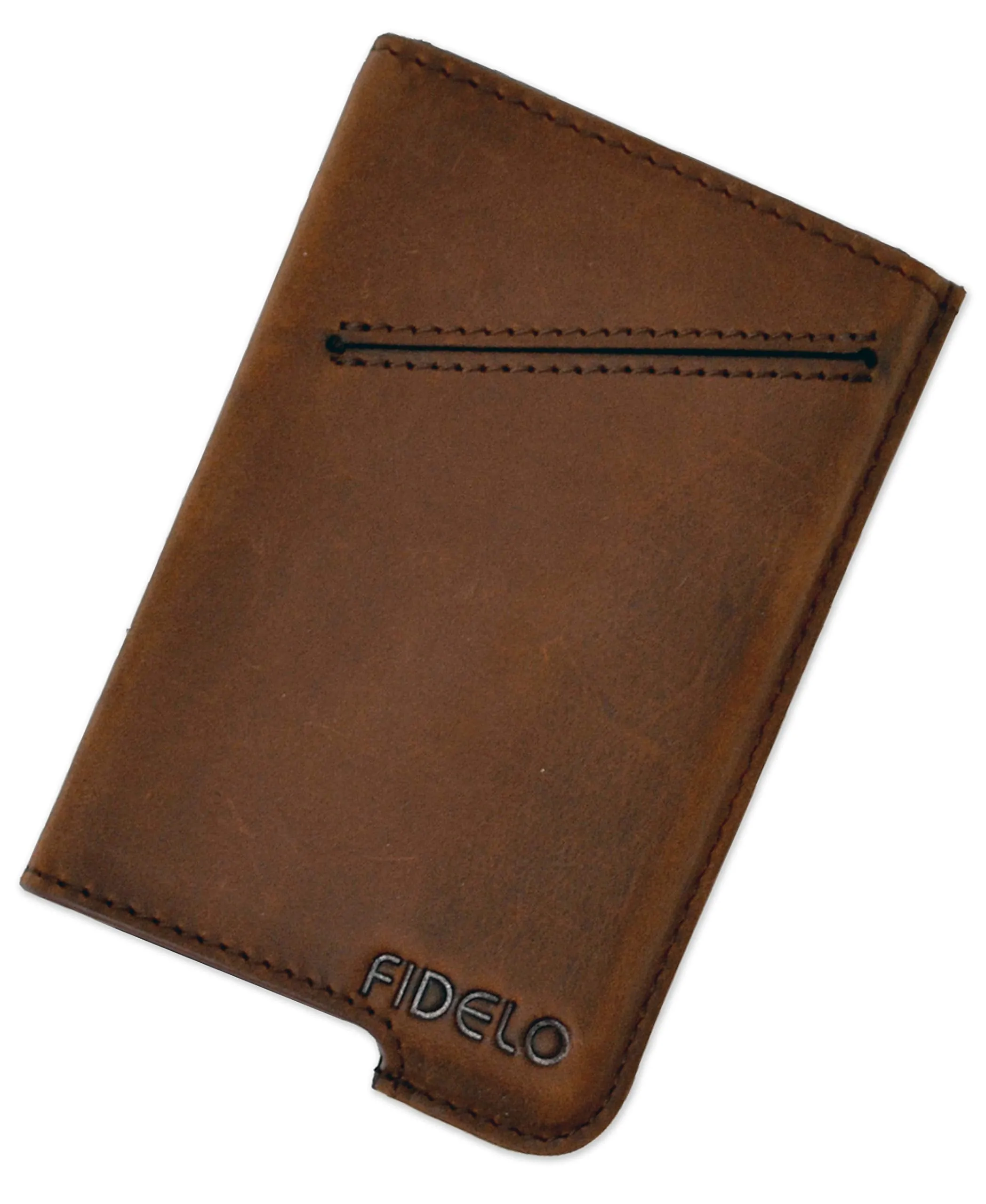 Fidelo Minimalist Wallet for Men - Slim Credit Card Holder RFID Mens Wallets - LEATHER