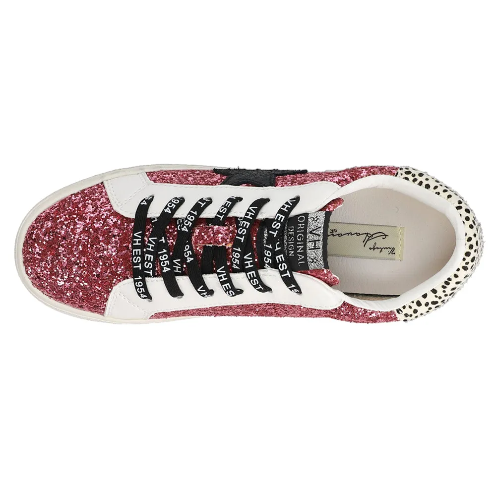 Flair Glitter Cow Print Slip On Sneakers