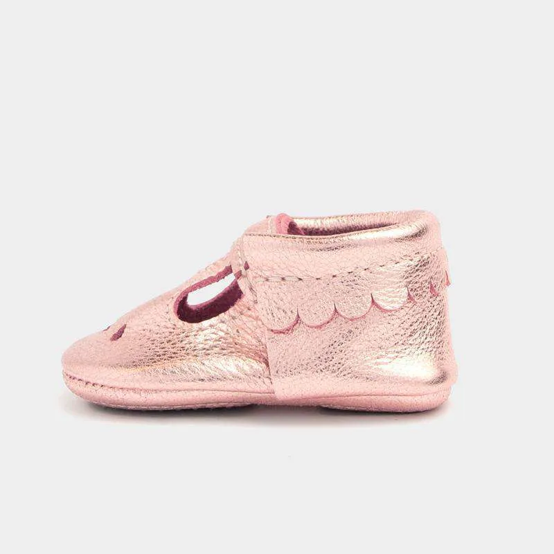 Freshly Picked | Mary Jane Mini Sole Moccs ~ Rose Gold Size 7