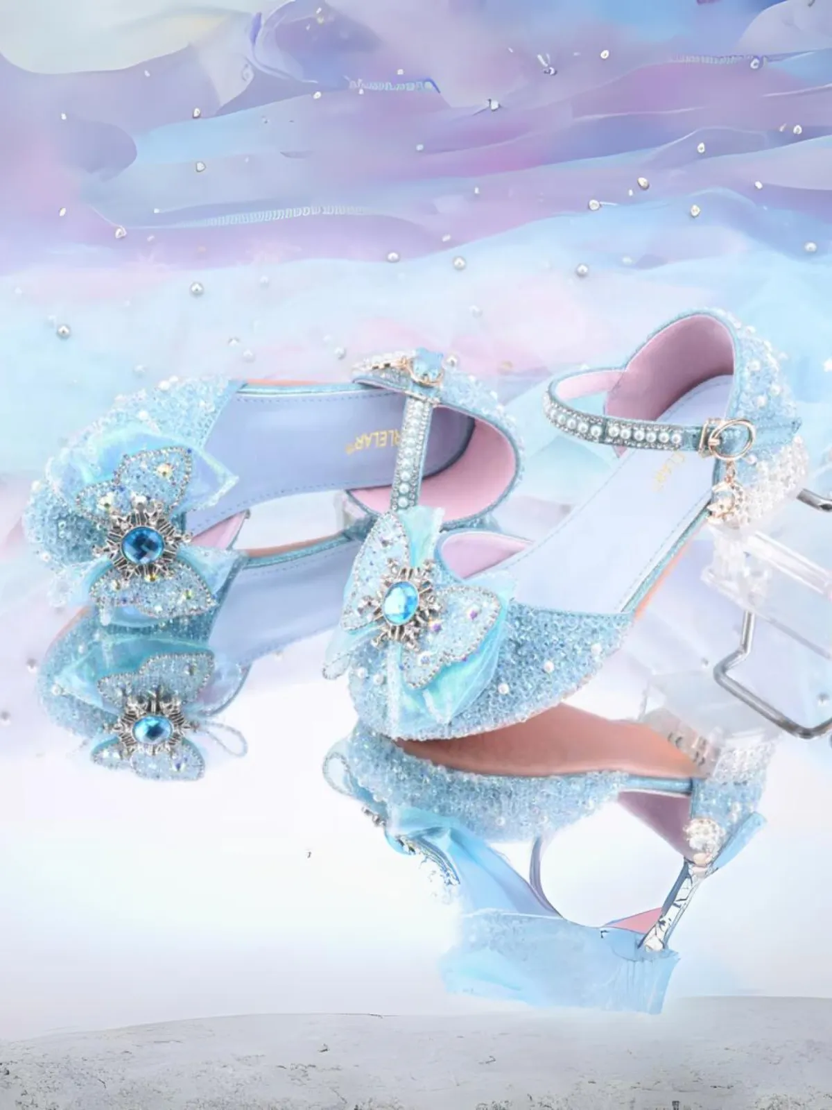 Glam and Magic Crystal Ankle Strap Shoes By Liv and Mia