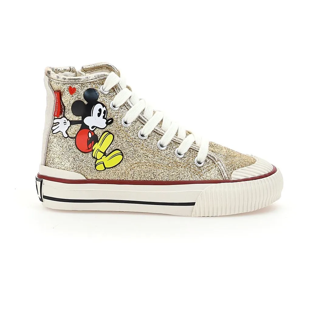 Gold Mickey High Top Sneakers