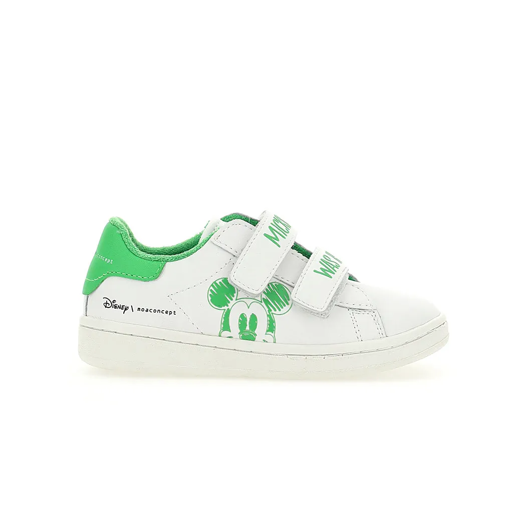 Green Trim Mickey Velcro Sneakers