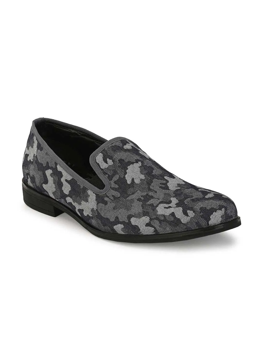 HITZDD_1 Men's Grey Fabric Formal  Slip-On Shoes