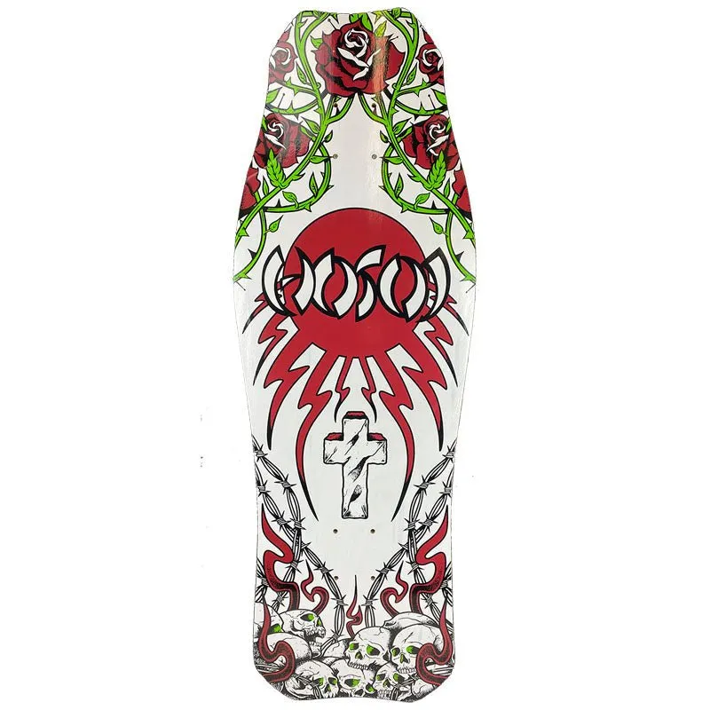 Hosoi 10.5" x 31" Skulls & Roses OG Hammerhead White Skateboard Deck