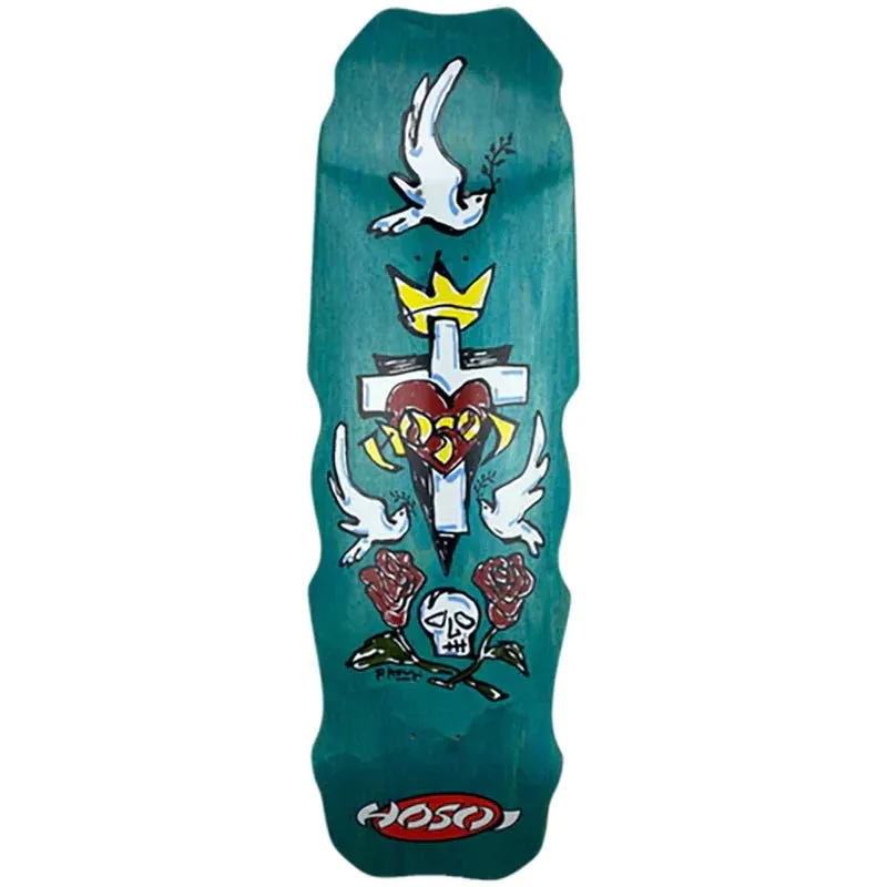 Hosoi 9.5" x 32.25" Hammerhead Hybrid (TURQUOISE STAIN) Skateboard Deck