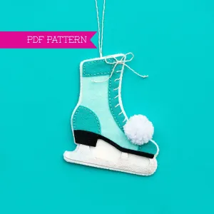 Ice Skate Wool Felt Ornament PDF Pattern