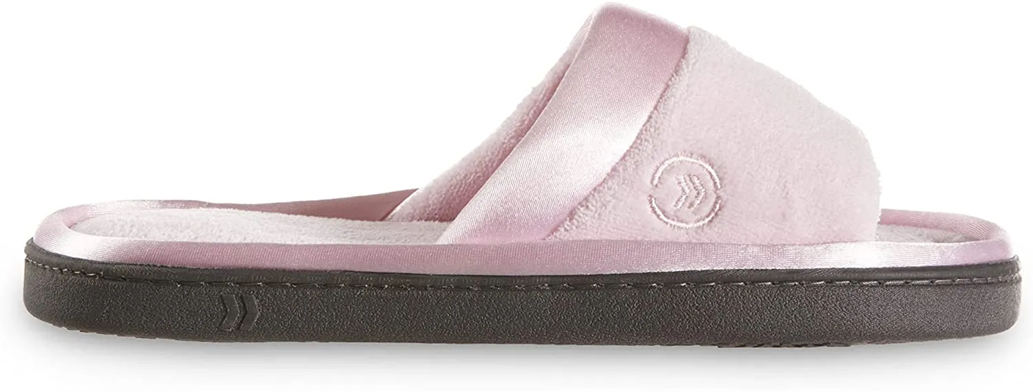 iIotoner Women's  Microterry Satin Trimmed Slide