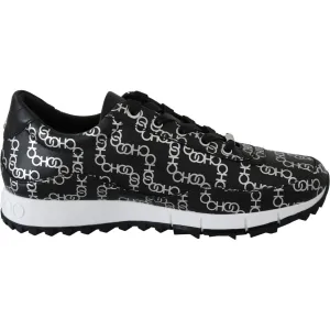 Jimmy Choo Elegant Black & Silver Leather Sneakers