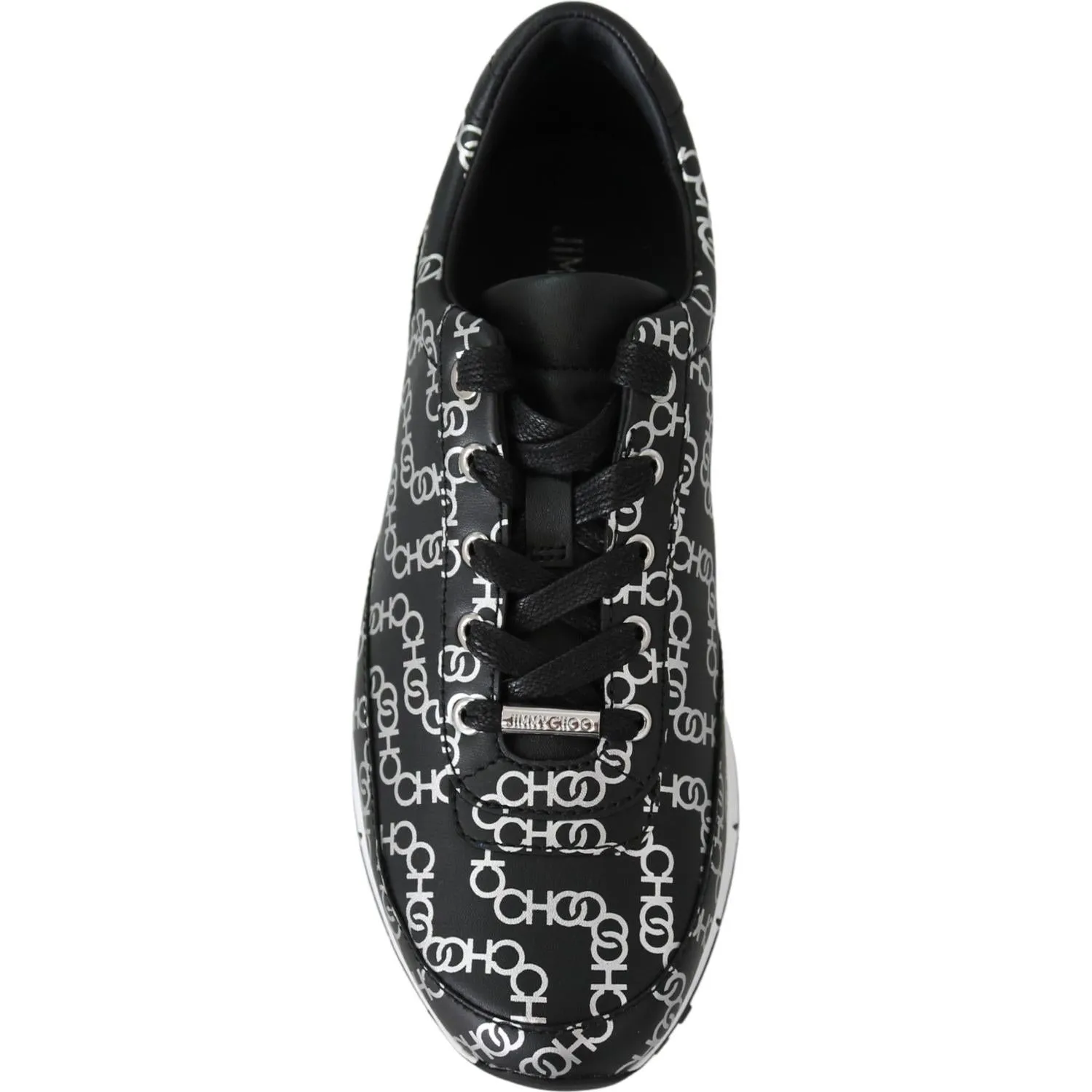 Jimmy Choo Elegant Black & Silver Leather Sneakers