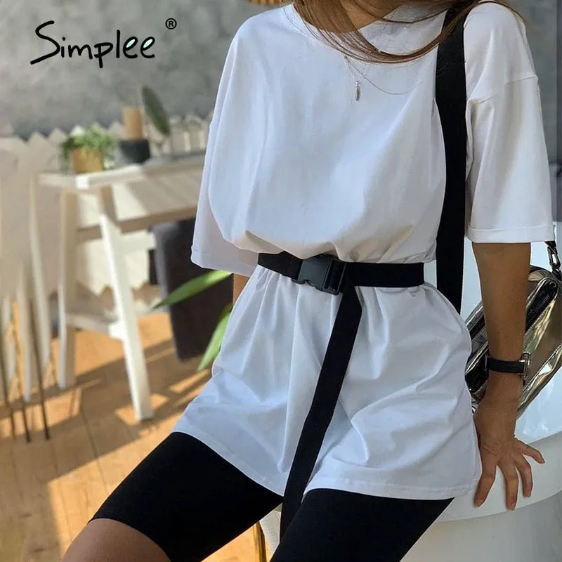 Joskaa Casual Solid Outfits Women's Two Piece Suit with Belt Home Loose Sports Tracksuits Fashion Bicycle Summer Hot Suit 2020