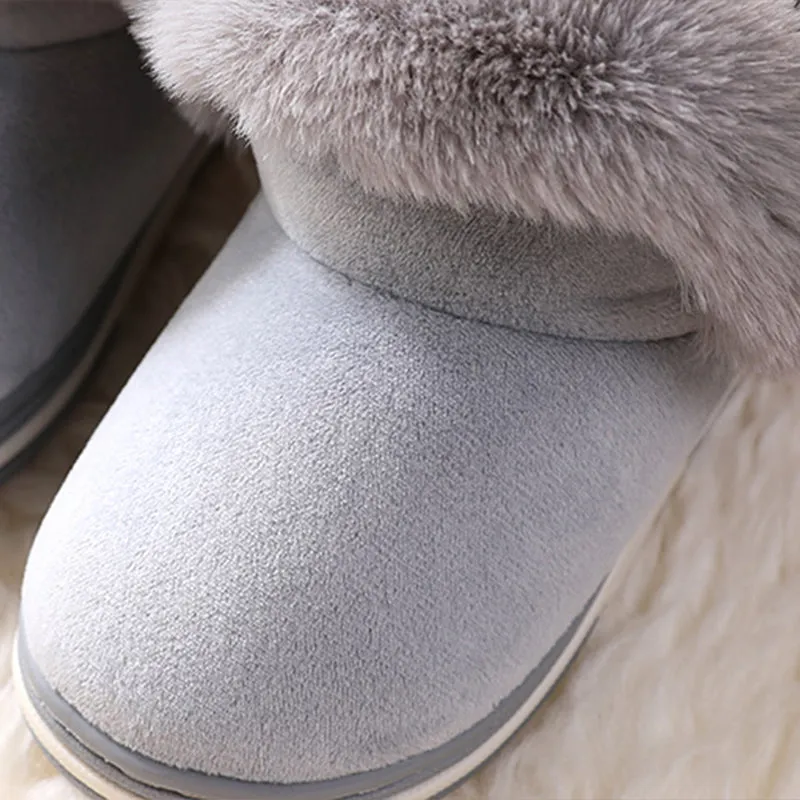 Kids Shoes for Girls Snow Boots Winter Plush Warm Shoes Outdoor Non-slip Slippers