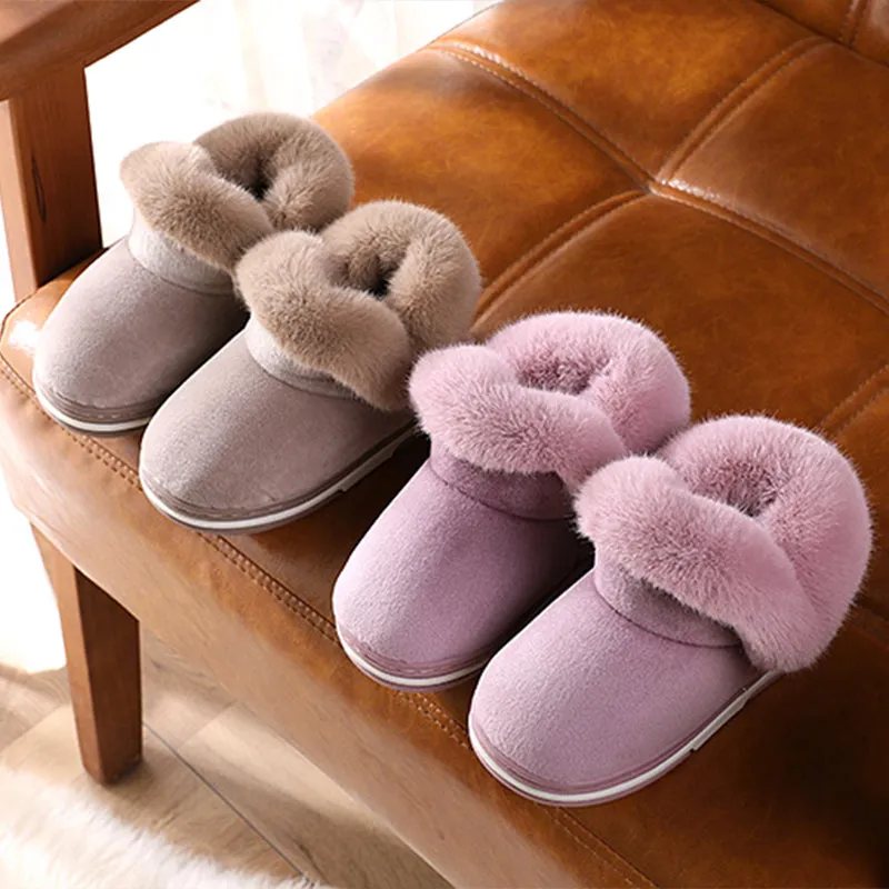 Kids Shoes for Girls Snow Boots Winter Plush Warm Shoes Outdoor Non-slip Slippers