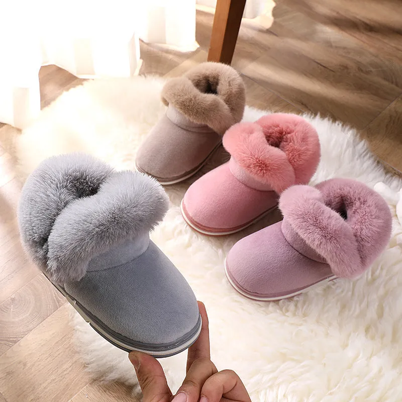 Kids Shoes for Girls Snow Boots Winter Plush Warm Shoes Outdoor Non-slip Slippers