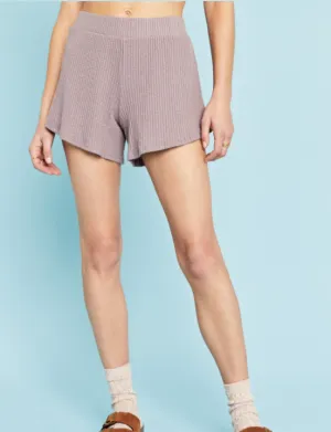 Lavender Ribbed Pull On Shorts