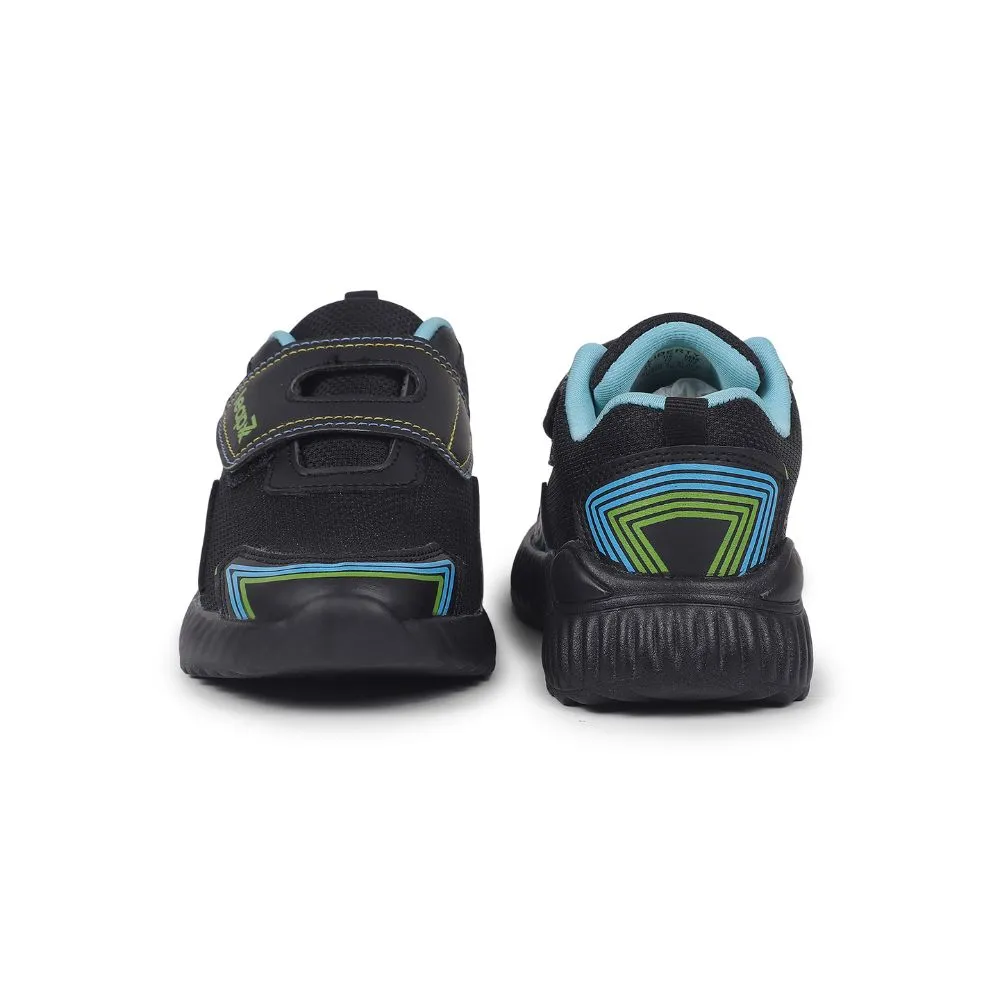 Leap7x Black Sports Slip-on Walking Shoes For Kids NITKID-2 By Liberty