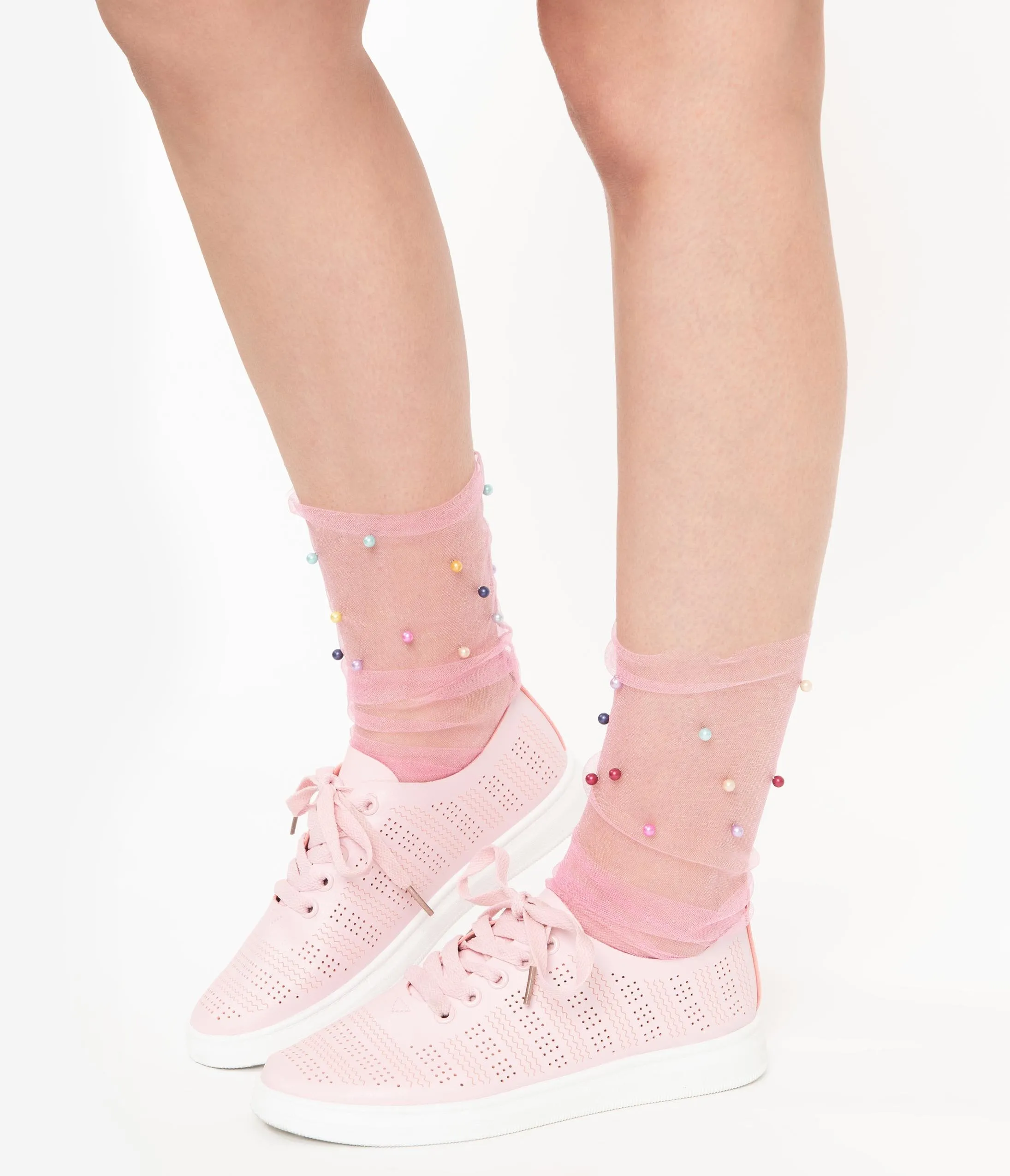 Light Pink Perforated Sneakers