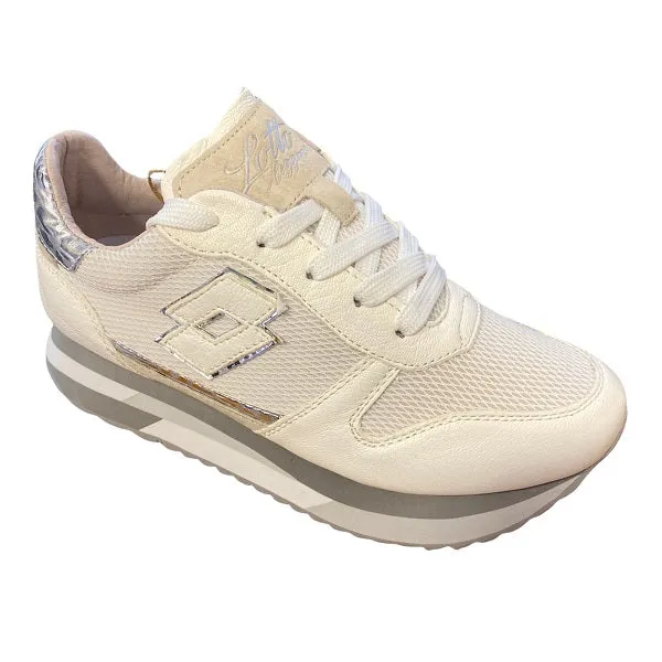 Lotto Leggenda scarpa sneakers da donna Wedge Pearl 217877 97W bianco avena-marrone