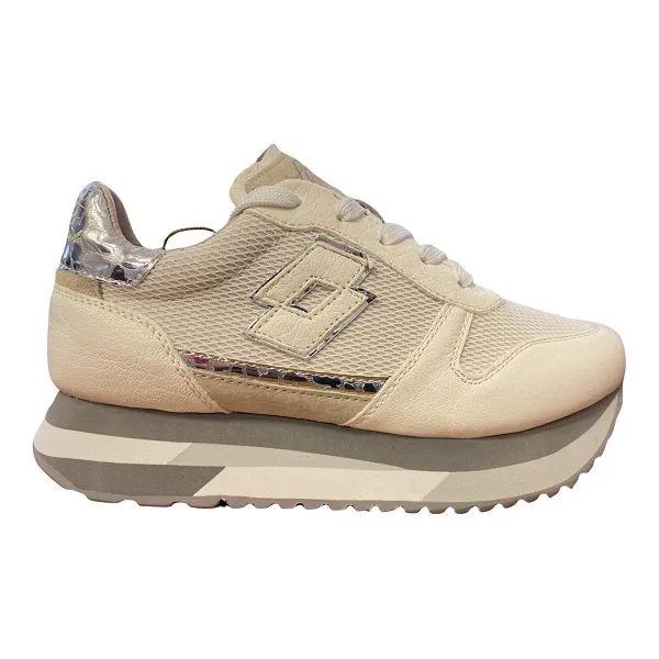 Lotto Leggenda scarpa sneakers da donna Wedge Pearl 217877 97W bianco avena-marrone