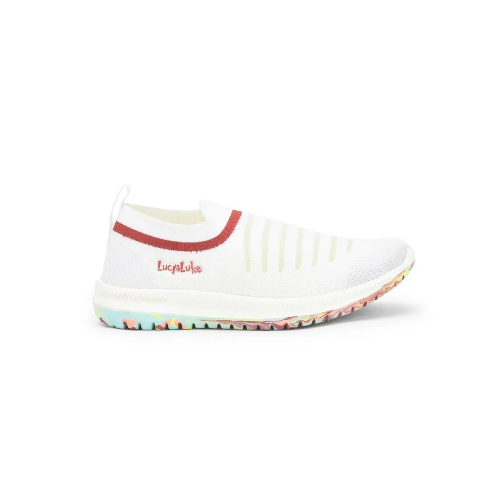 Lucy & Luke (White) Sports Non Lacing Shoes For Kids JAMIE-152E By Liberty