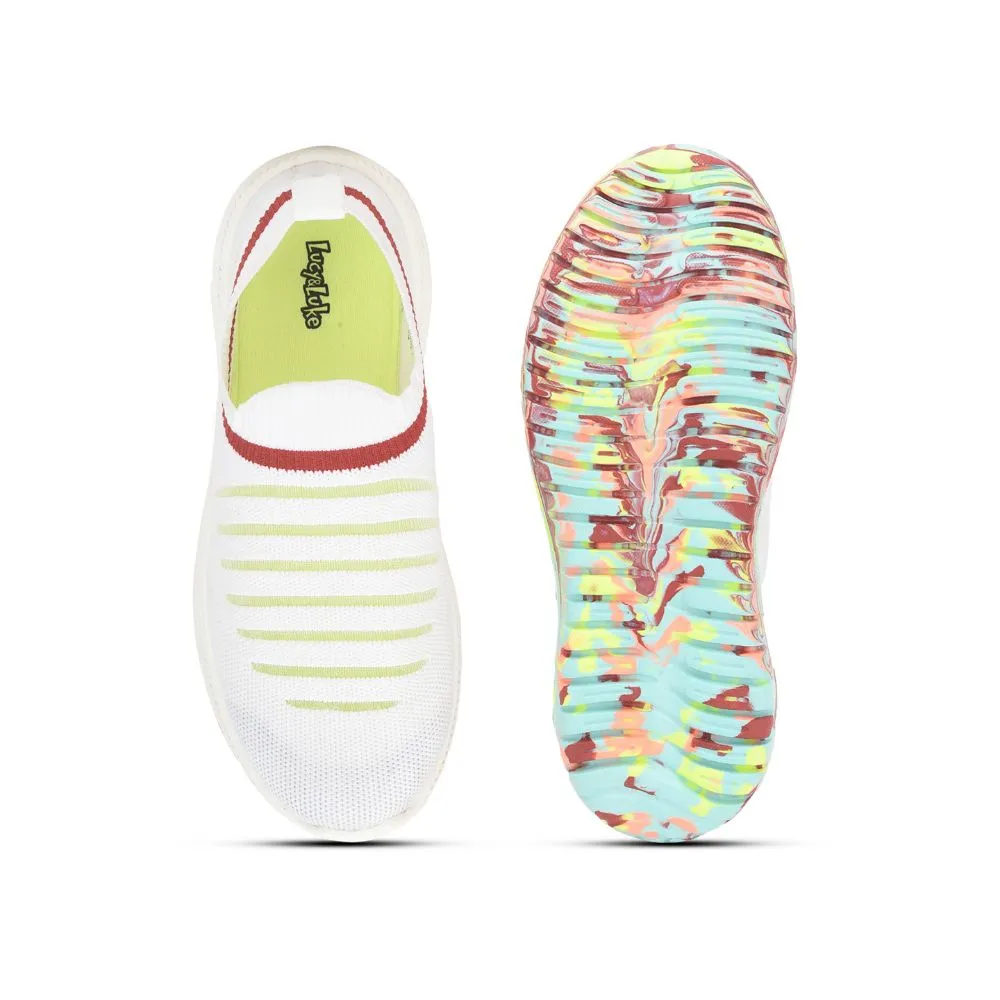 Lucy & Luke (White) Sports Non Lacing Shoes For Kids JAMIE-152E By Liberty